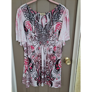 One World Sublimation Print Knit Tunic Topic